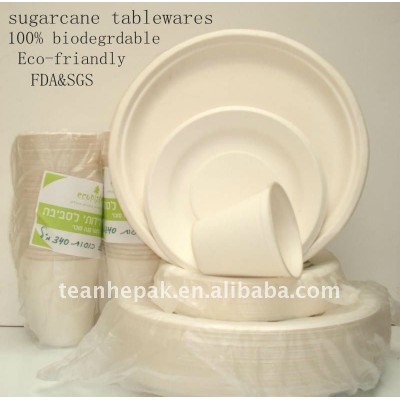 100% biodegradable disposable sugarcane tablewares(cups,plates,bowls,trays,lunch boxes etc.)